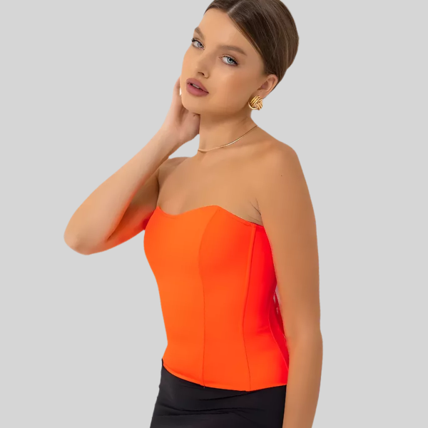 Корсет вечерний на шнуровке Барби ярко оранжевый