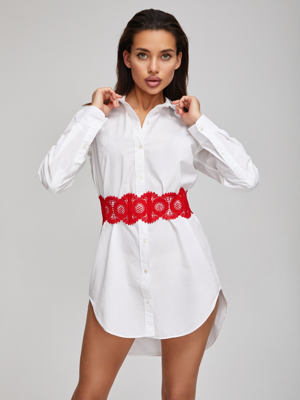 Кружевной пояс, красный